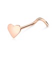 Solid Heart Silver Curved Nose Stud NSKB-601